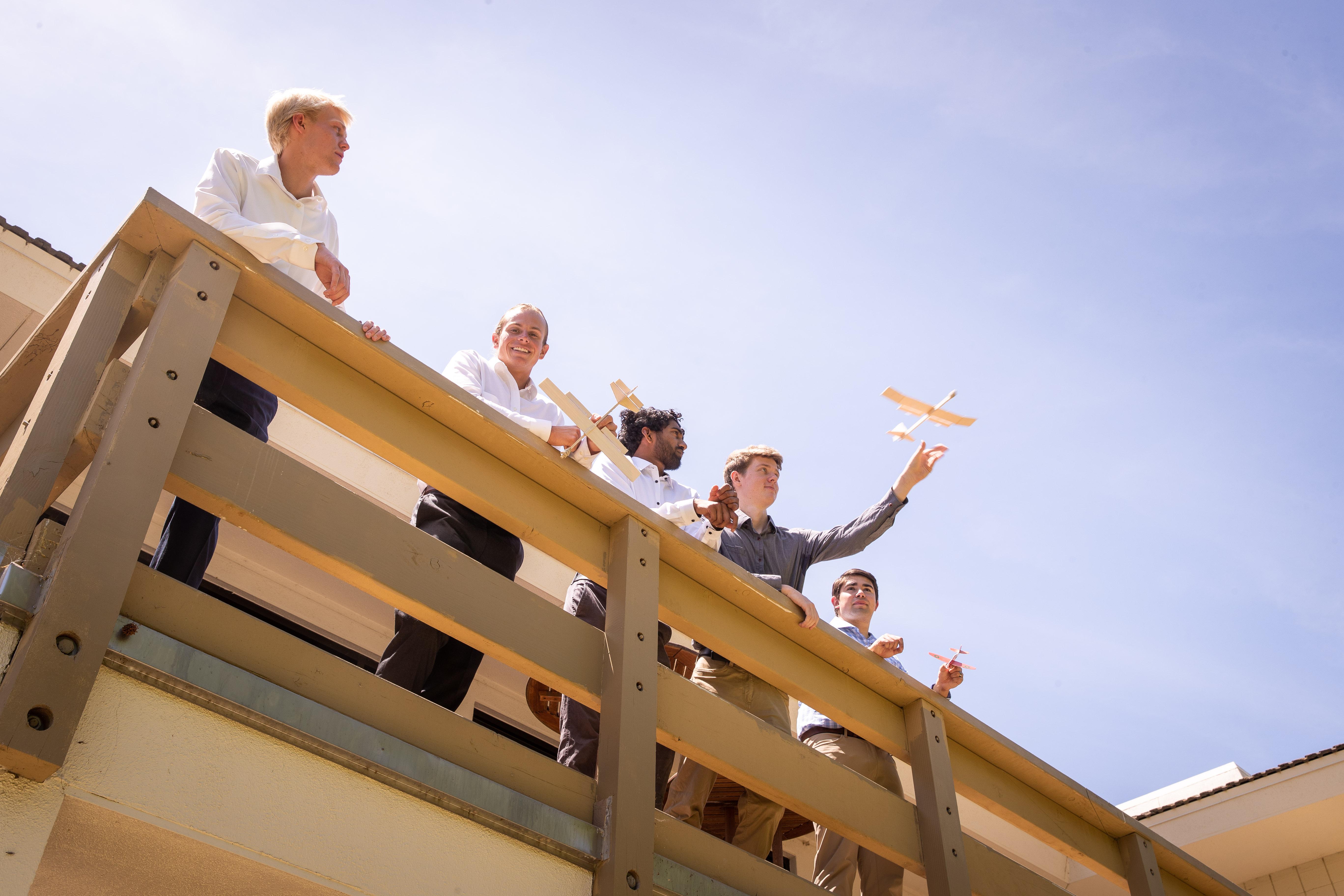 engineering students flying airplanes